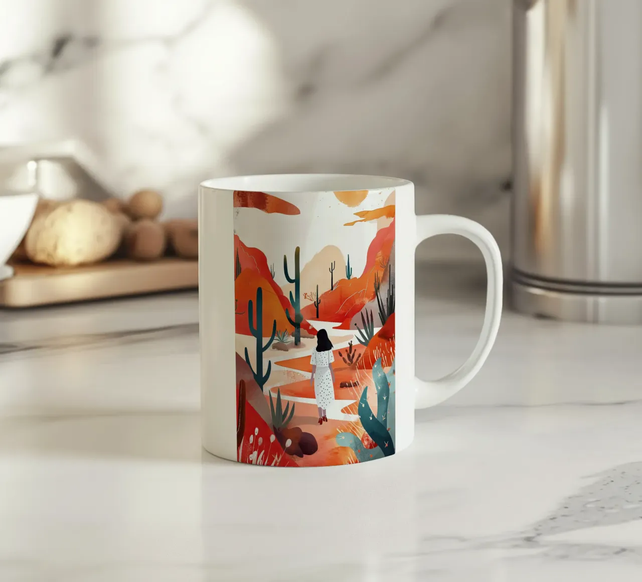 Pittura digitale ad acquerello per le vacanze tazza in ceramica da Justyna Jaszke JBJart