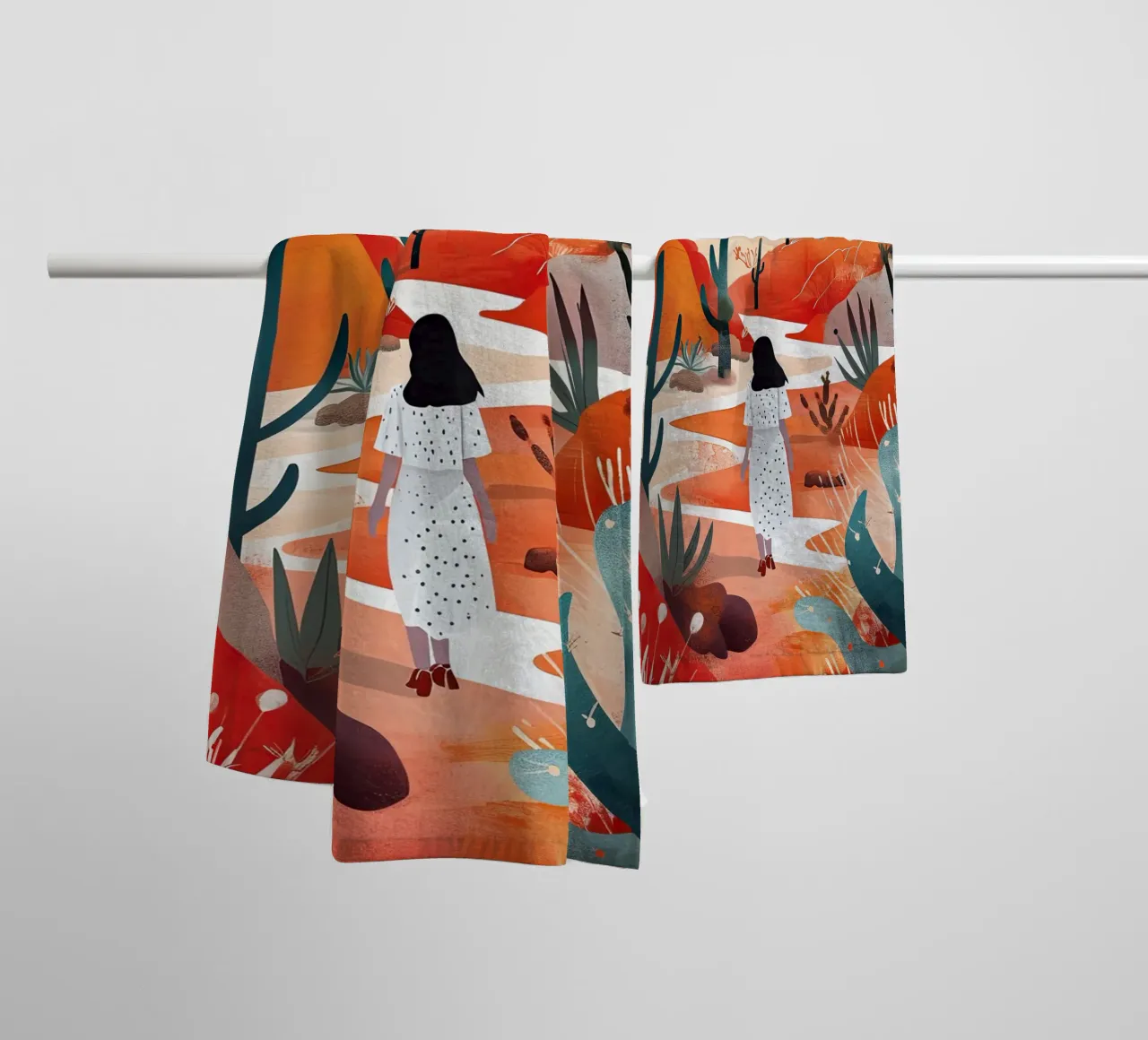 Peinture numérique aquarelle vacances serviette de bain de Justyna Jaszke JBJart