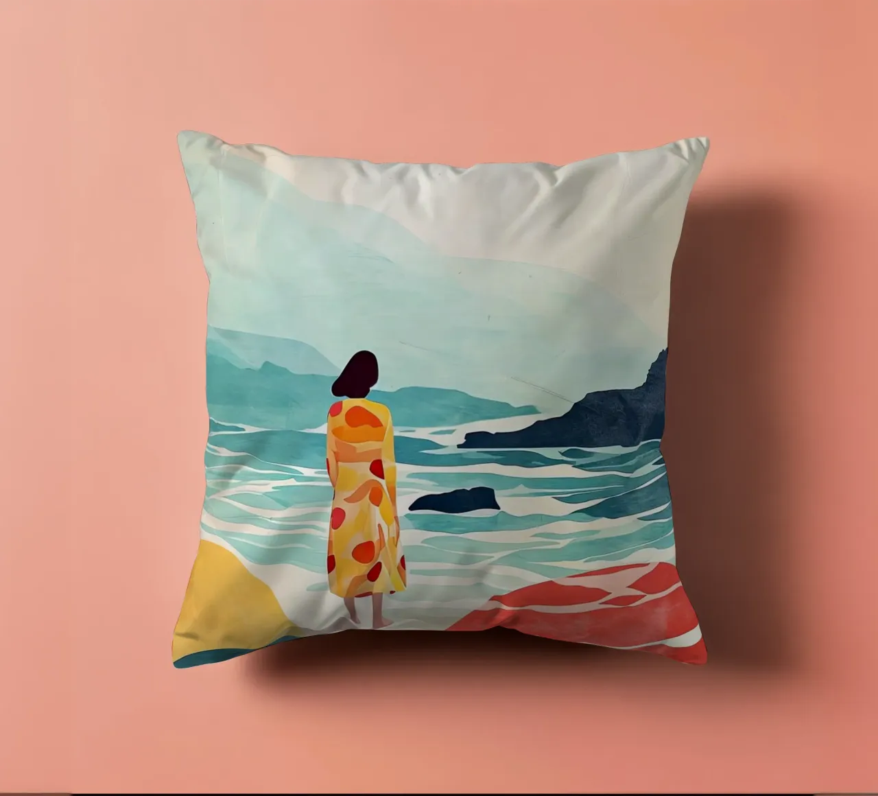 Pittura digitale ad acquerello per le vacanze cuscino da Justyna Jaszke JBJart