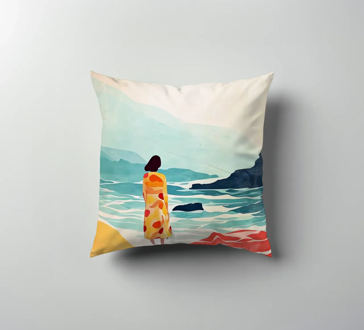 Pittura digitale ad acquerello per le vacanze cuscino da Justyna Jaszke JBJart