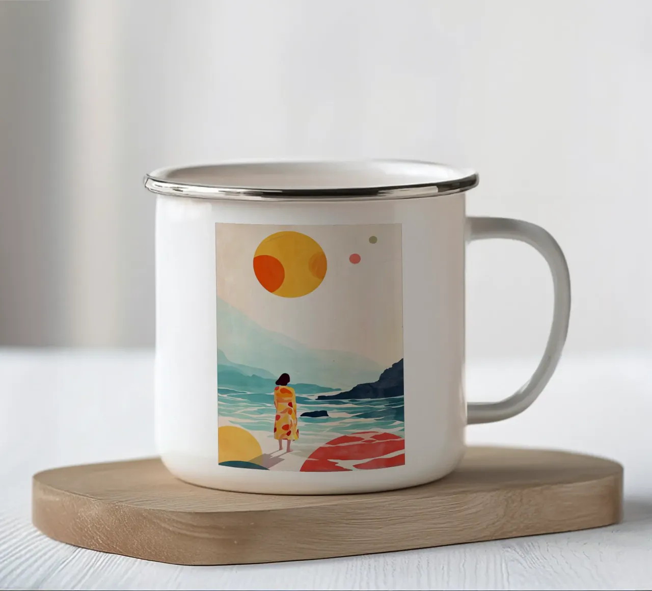 Pittura digitale ad acquerello per le vacanze tazza in smalto da Justyna Jaszke JBJart