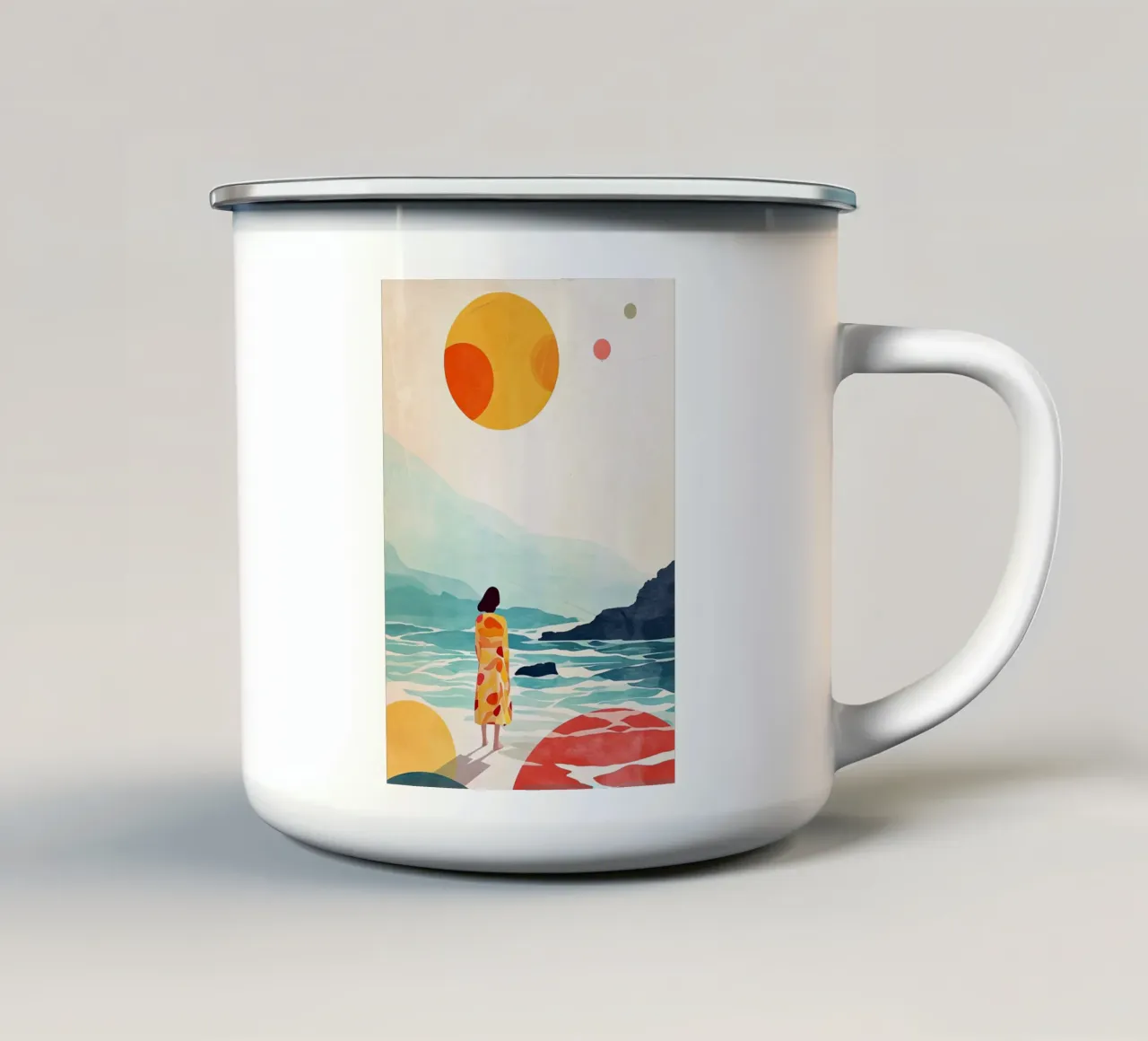 Pittura digitale ad acquerello per le vacanze tazza in smalto da Justyna Jaszke JBJart