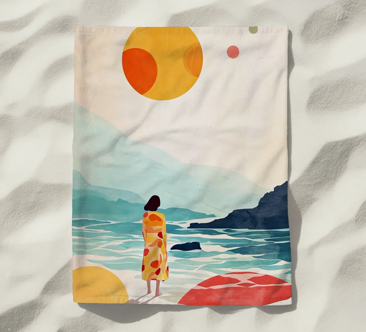 Pittura digitale ad acquerello per le vacanze telo mare da Justyna Jaszke JBJart