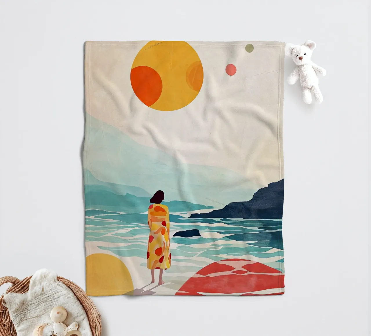 Pittura digitale ad acquerello per le vacanze coperta in pile da Justyna Jaszke JBJart