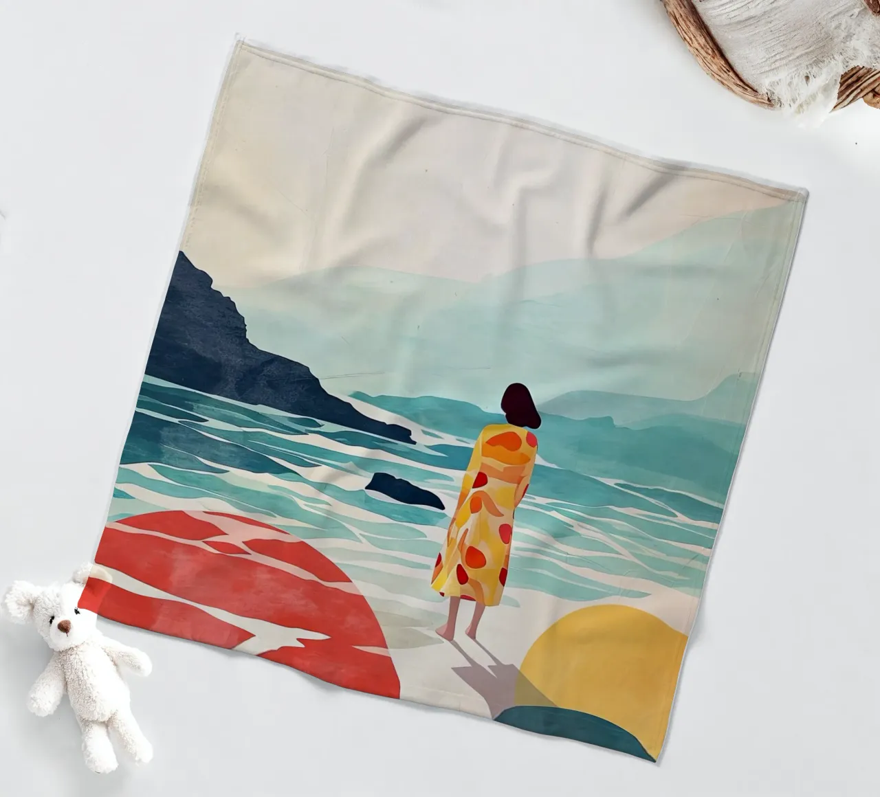 Pittura digitale ad acquerello per le vacanze coperta in pile da Justyna Jaszke JBJart