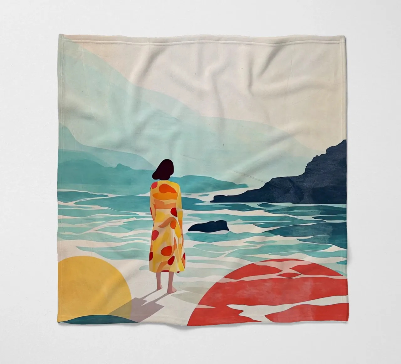 Pittura digitale ad acquerello per le vacanze coperta in pile da Justyna Jaszke JBJart