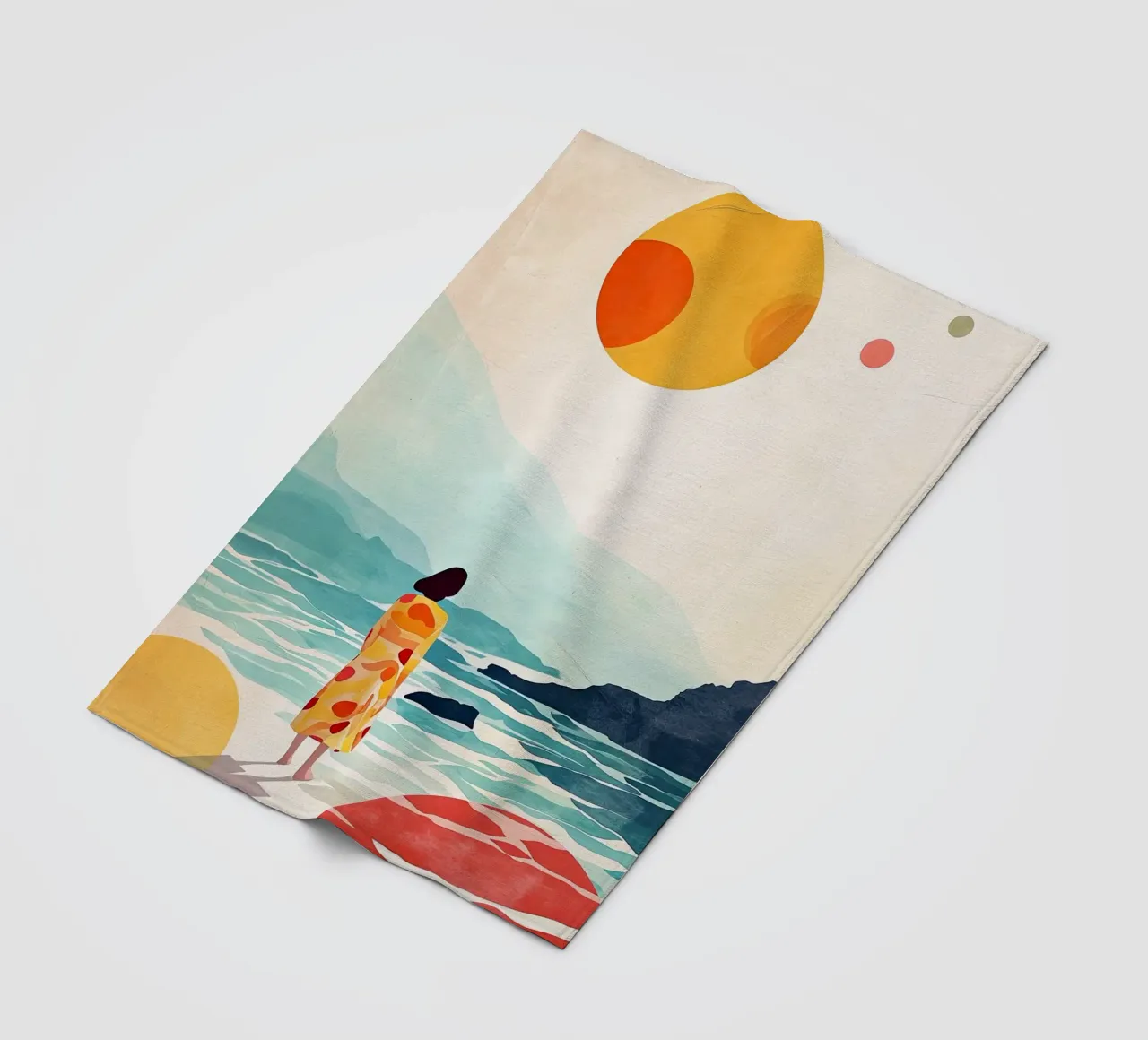 Pittura digitale ad acquerello per le vacanze coperta in pile da Justyna Jaszke JBJart