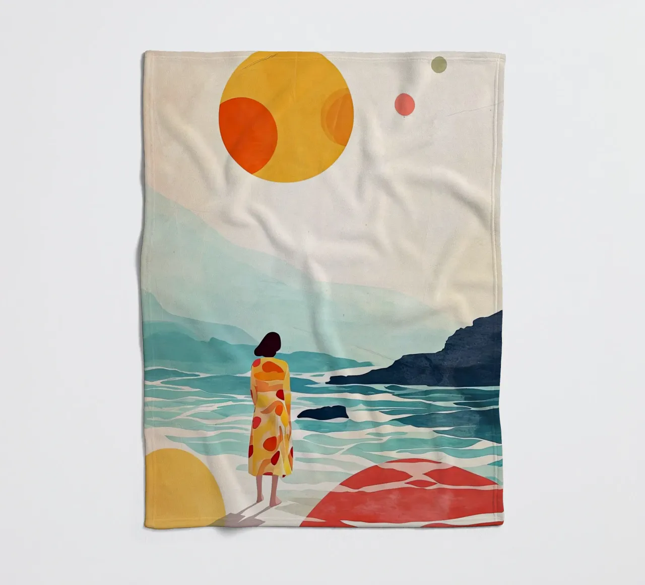 Pittura digitale ad acquerello per le vacanze coperta in pile da Justyna Jaszke JBJart