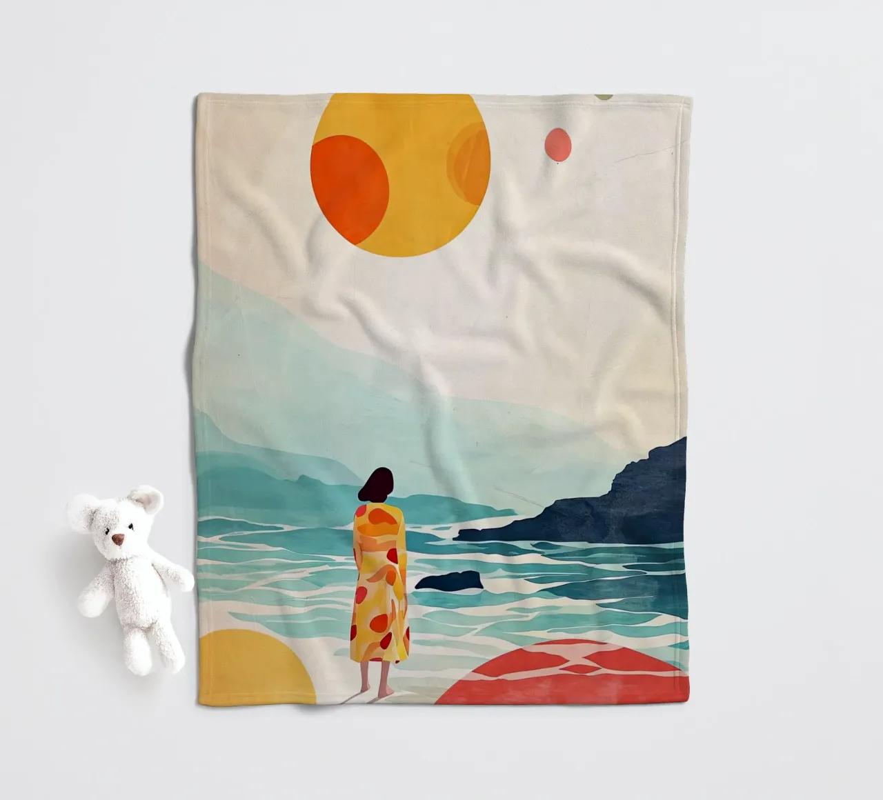 Pittura digitale ad acquerello per le vacanze coperta in pile da Justyna Jaszke JBJart