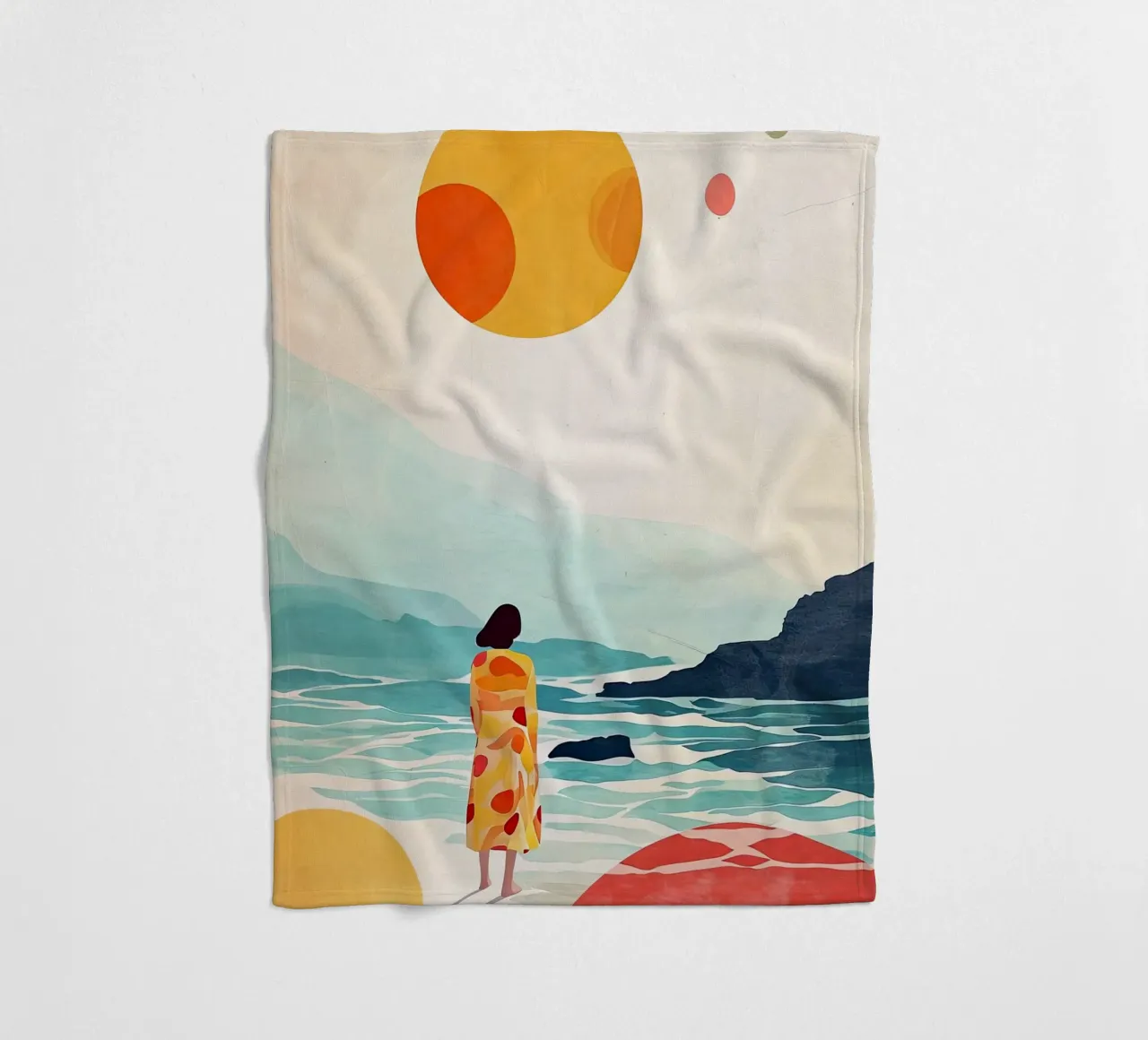 Pittura digitale ad acquerello per le vacanze coperta in pile da Justyna Jaszke JBJart