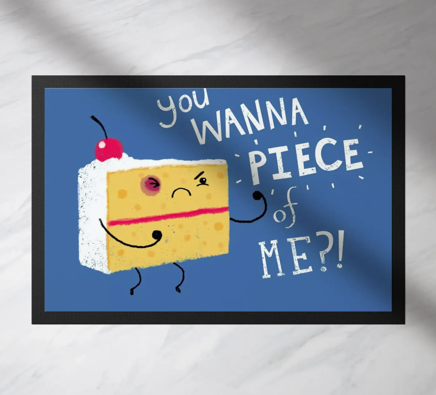 Angry Cake doormat by DinoMike