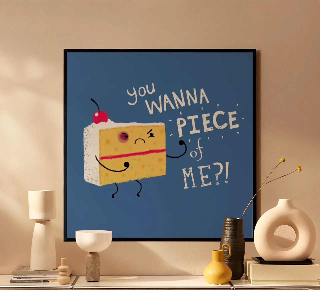 Angry Cake poster con telaio in alluminio da DinoMike