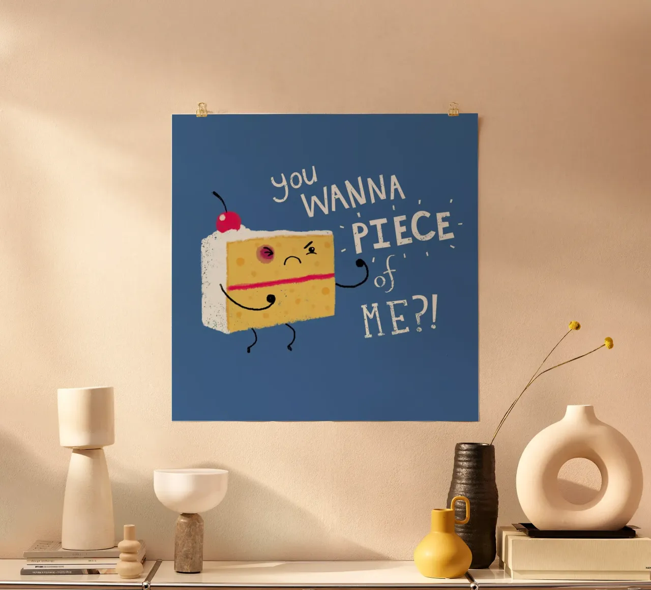 Angry Cake poster con telaio in alluminio da DinoMike