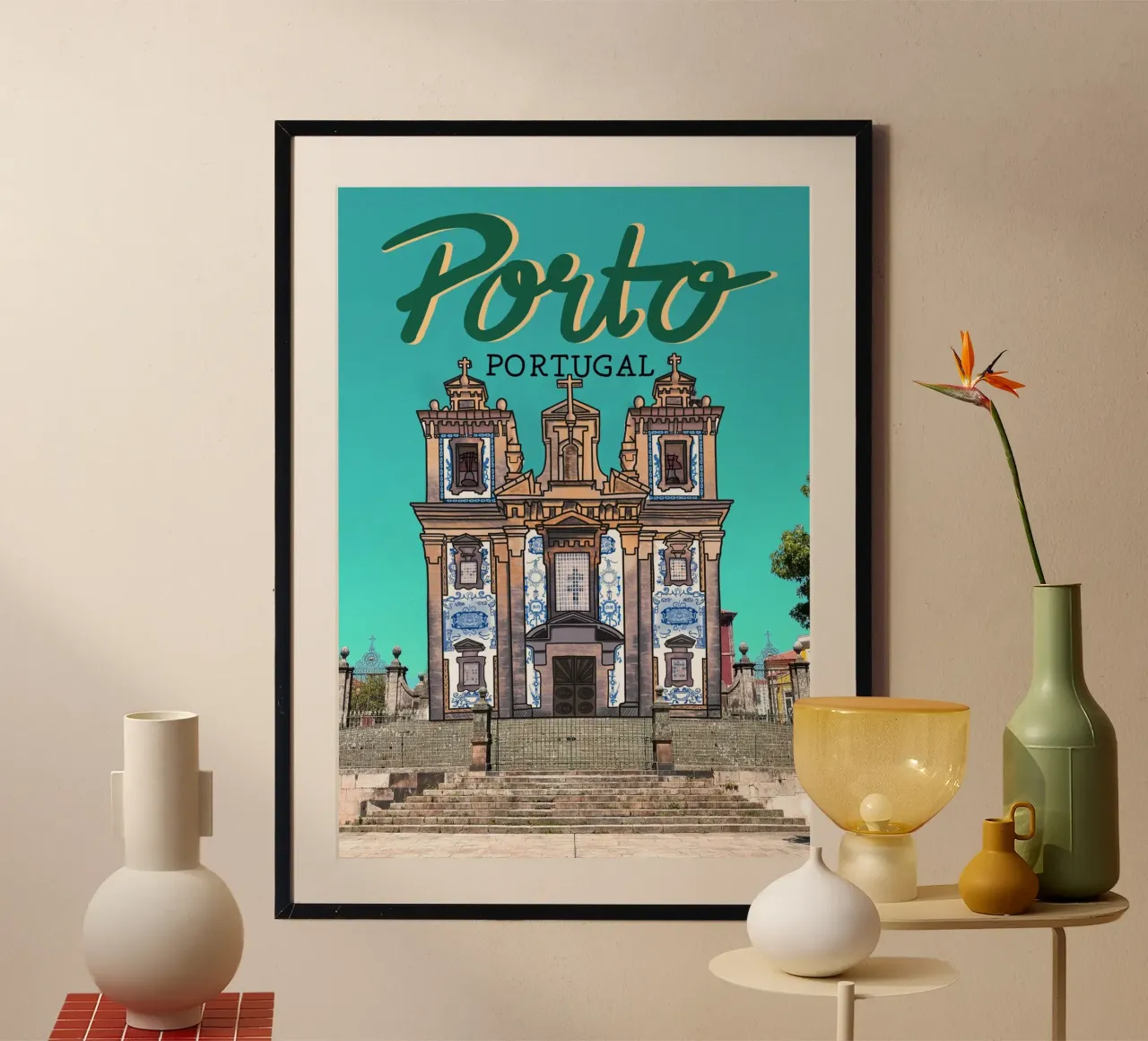 Porto Poster - Saint Ildefonso poster with wooden frame by Claudiabrueggen