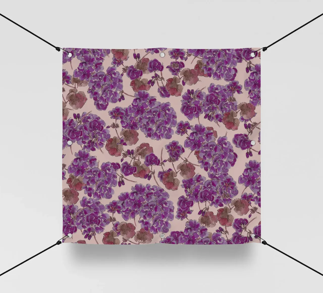 Purple romantic flowers pattern telo in pvc da anisillustration
