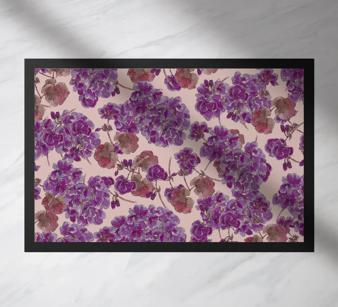 Purple romantic flowers pattern zerbino da anisillustration