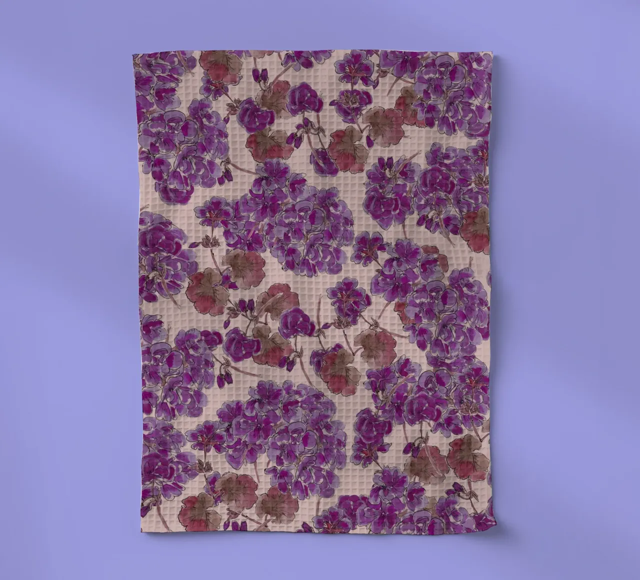 Purple romantic flowers pattern canovaccio da cucina da anisillustration