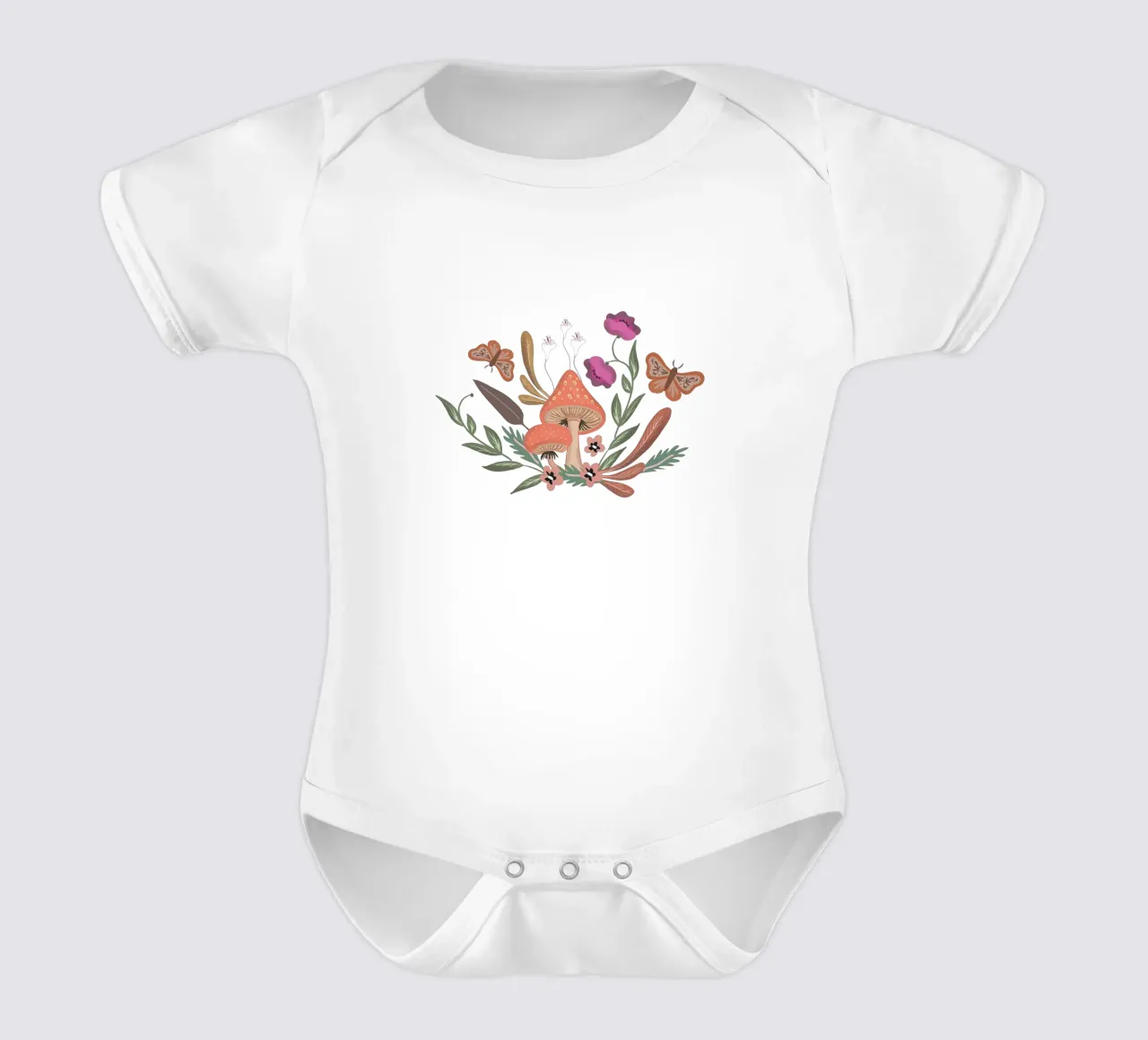 Red Mushrooms Autumn Pattern body neonato maniche corte da anisillustration