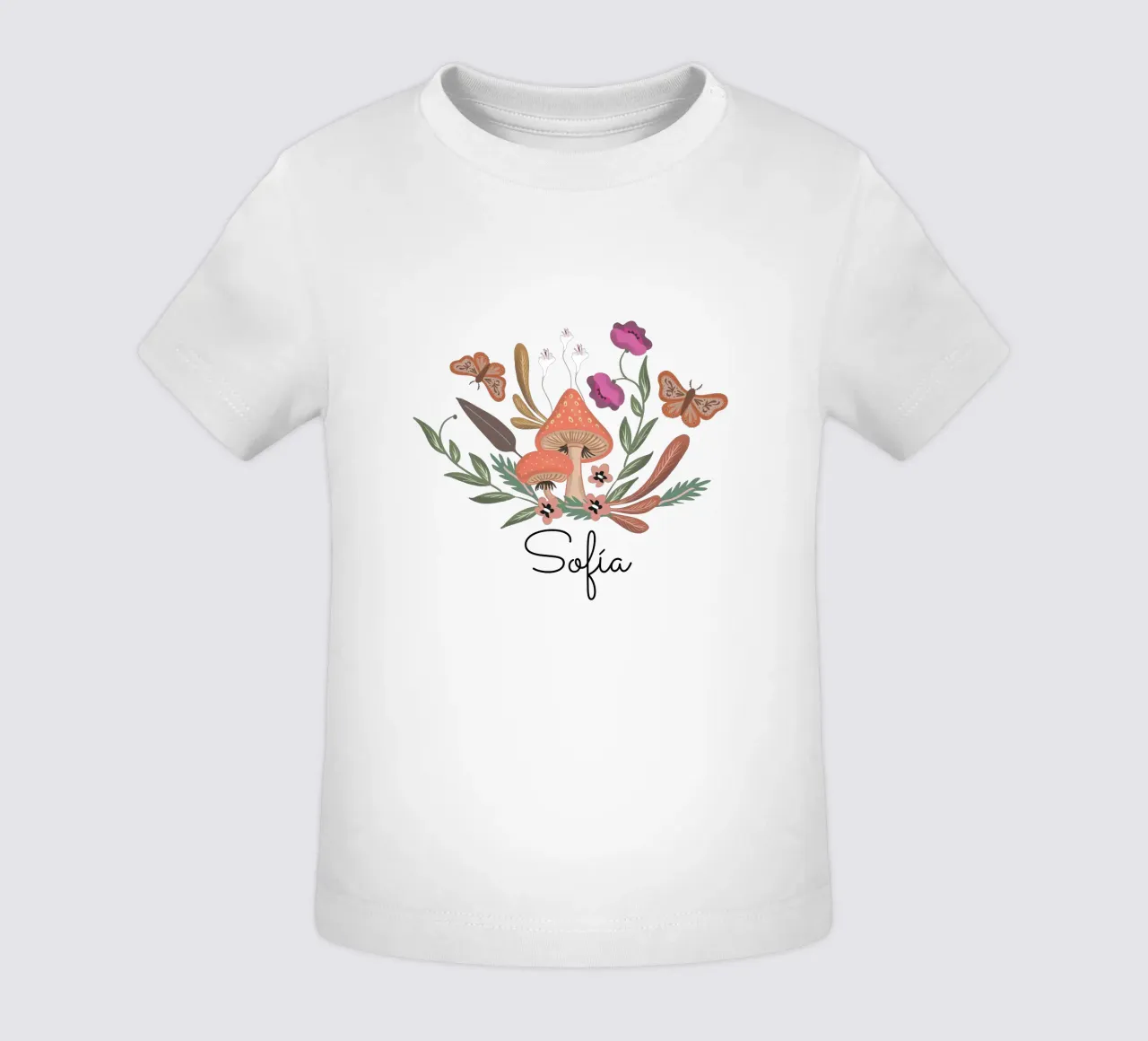 Red Mushrooms and Butterflies with Name maglietta neonato da anisillustration