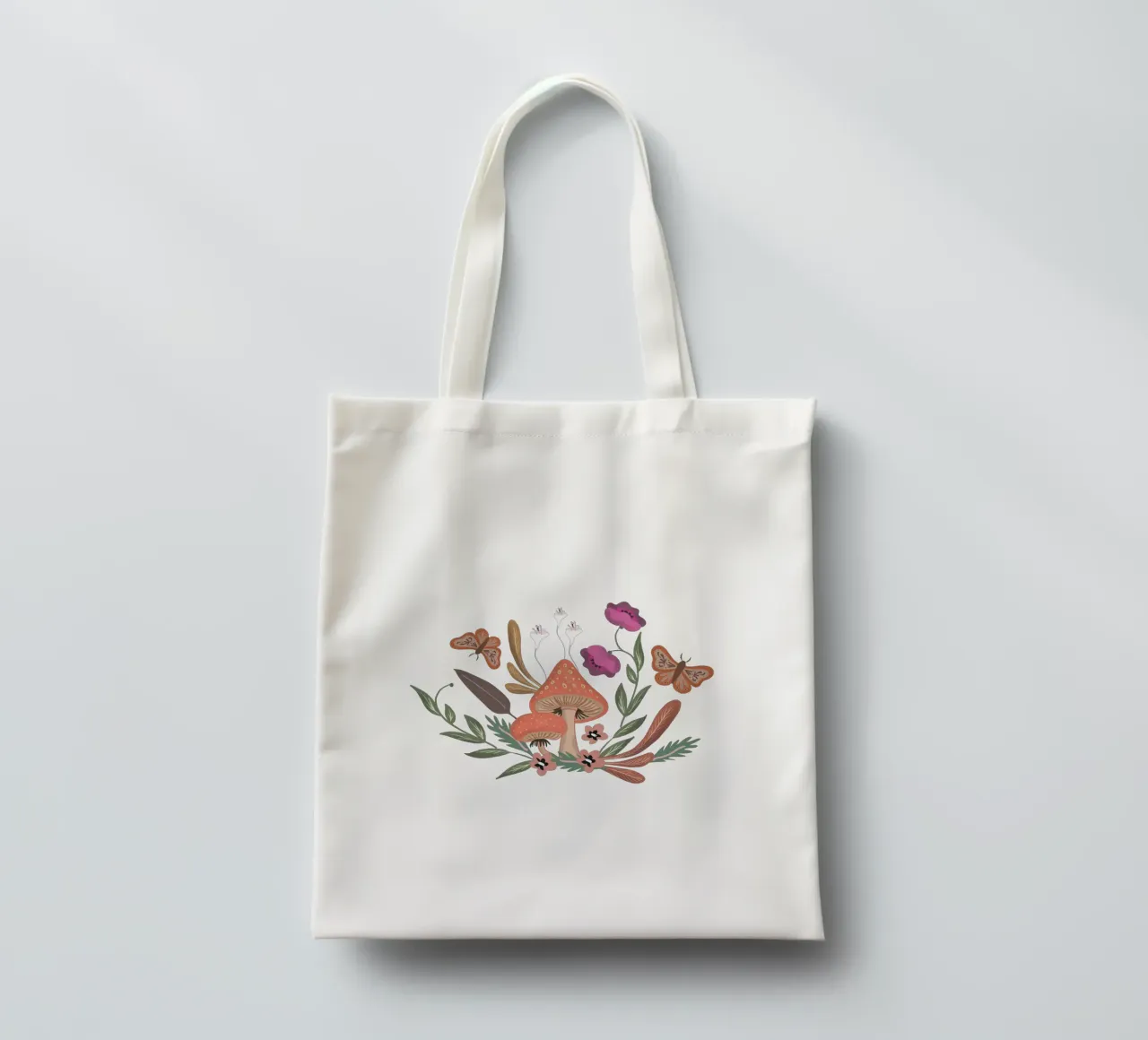 Red Mushrooms Autumn Pattern borsa in juta da anisillustration