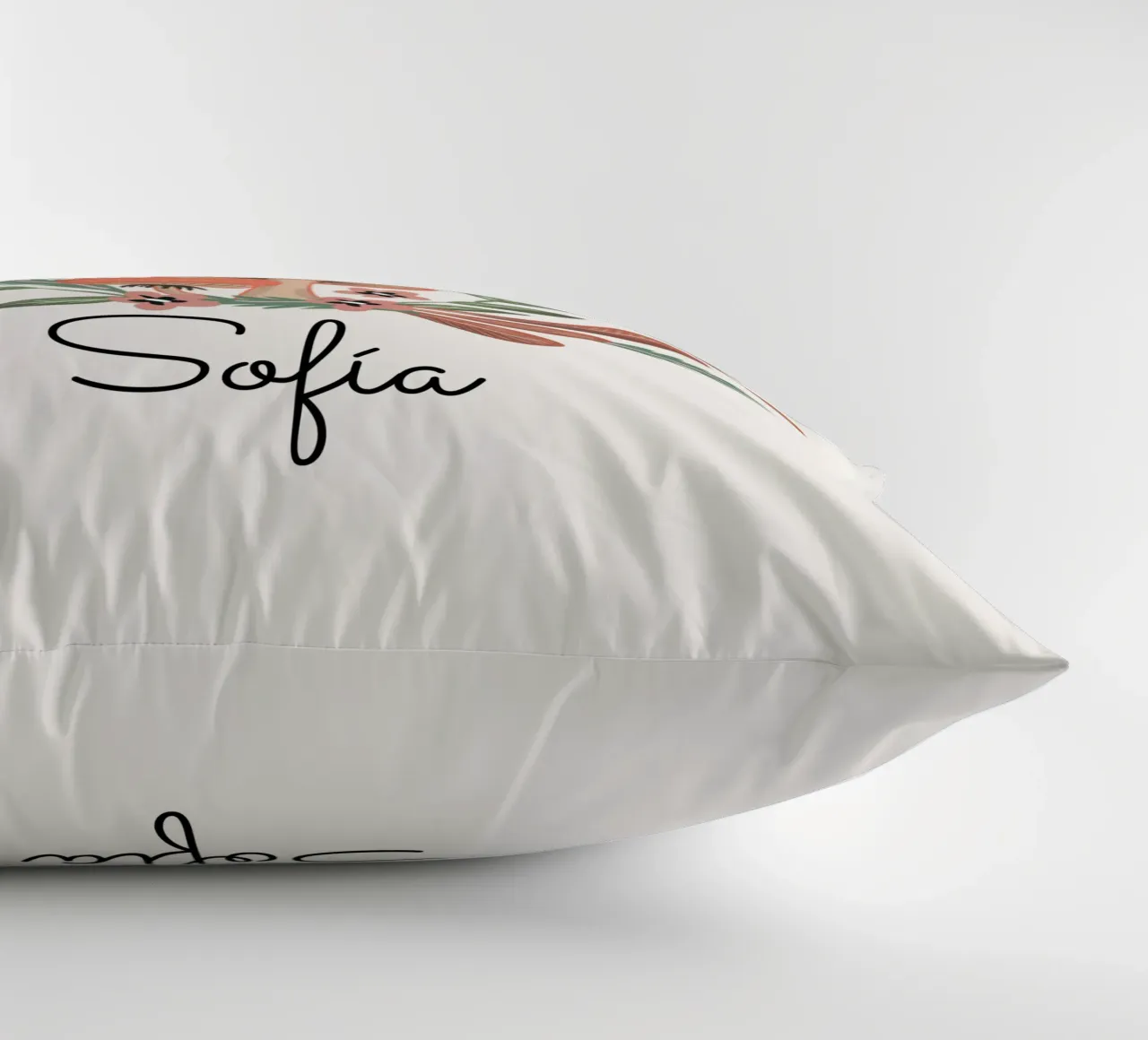 Red Mushrooms and Butterflies with Name cuscino da anisillustration