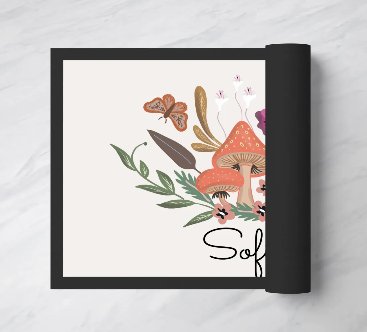 Red Mushrooms and Butterflies with Name zerbino da anisillustration