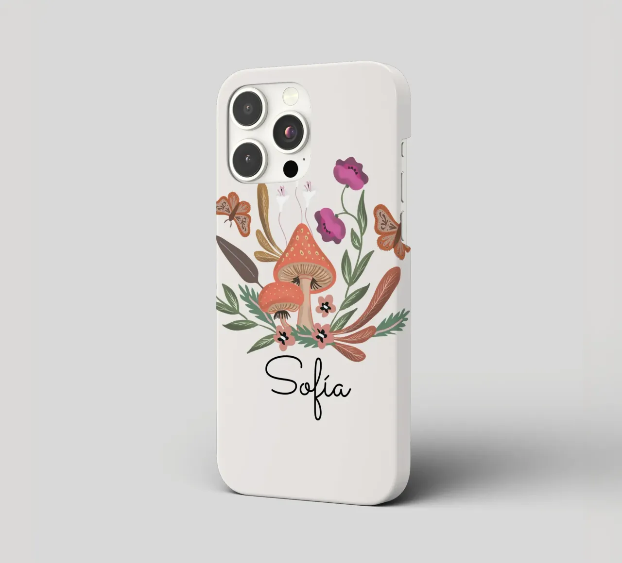 Red Mushrooms and Butterflies with Name cover iphone da anisillustration