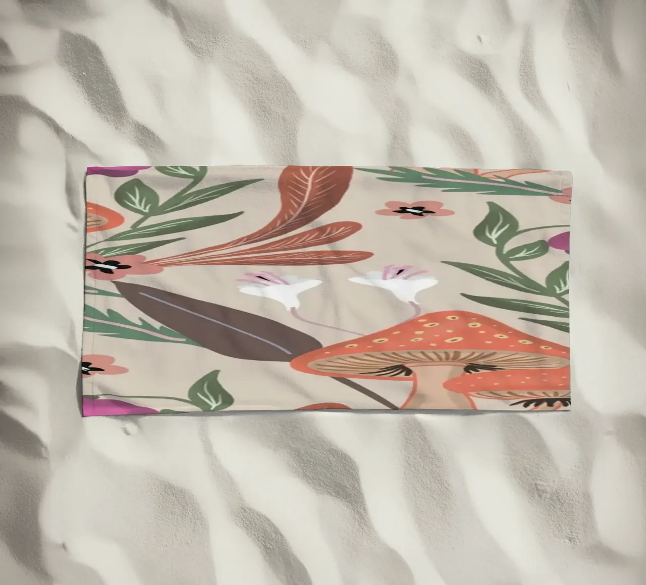 Red Mushrooms and Butterflies with Name telo mare da anisillustration