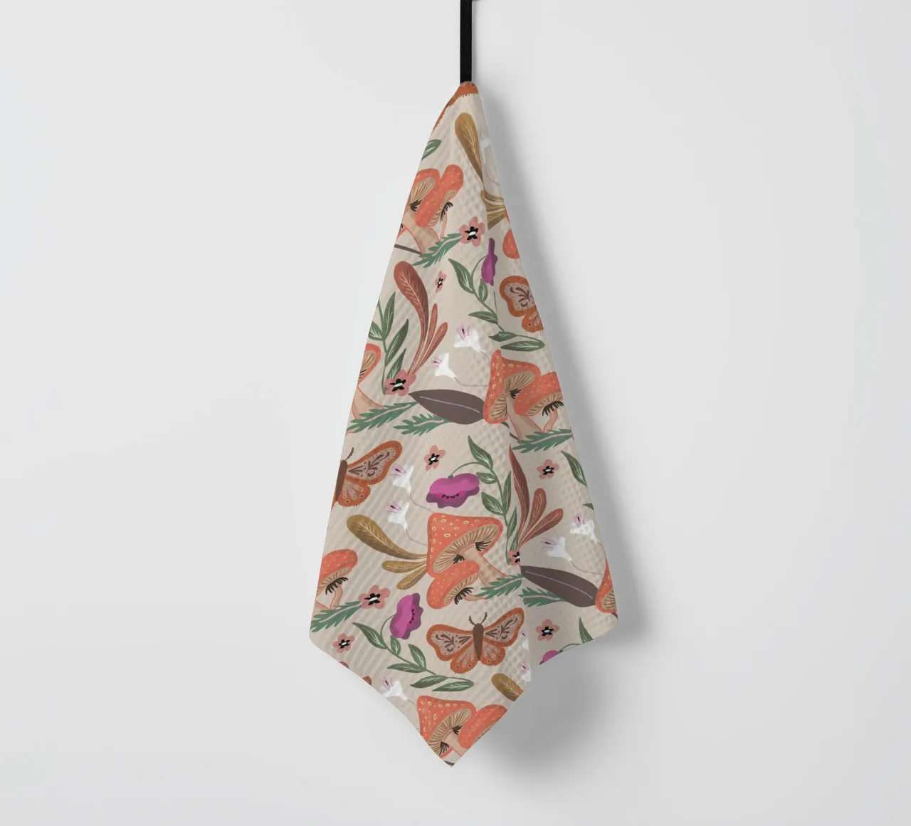 Red Mushrooms Autumn Pattern canovaccio da cucina da anisillustration