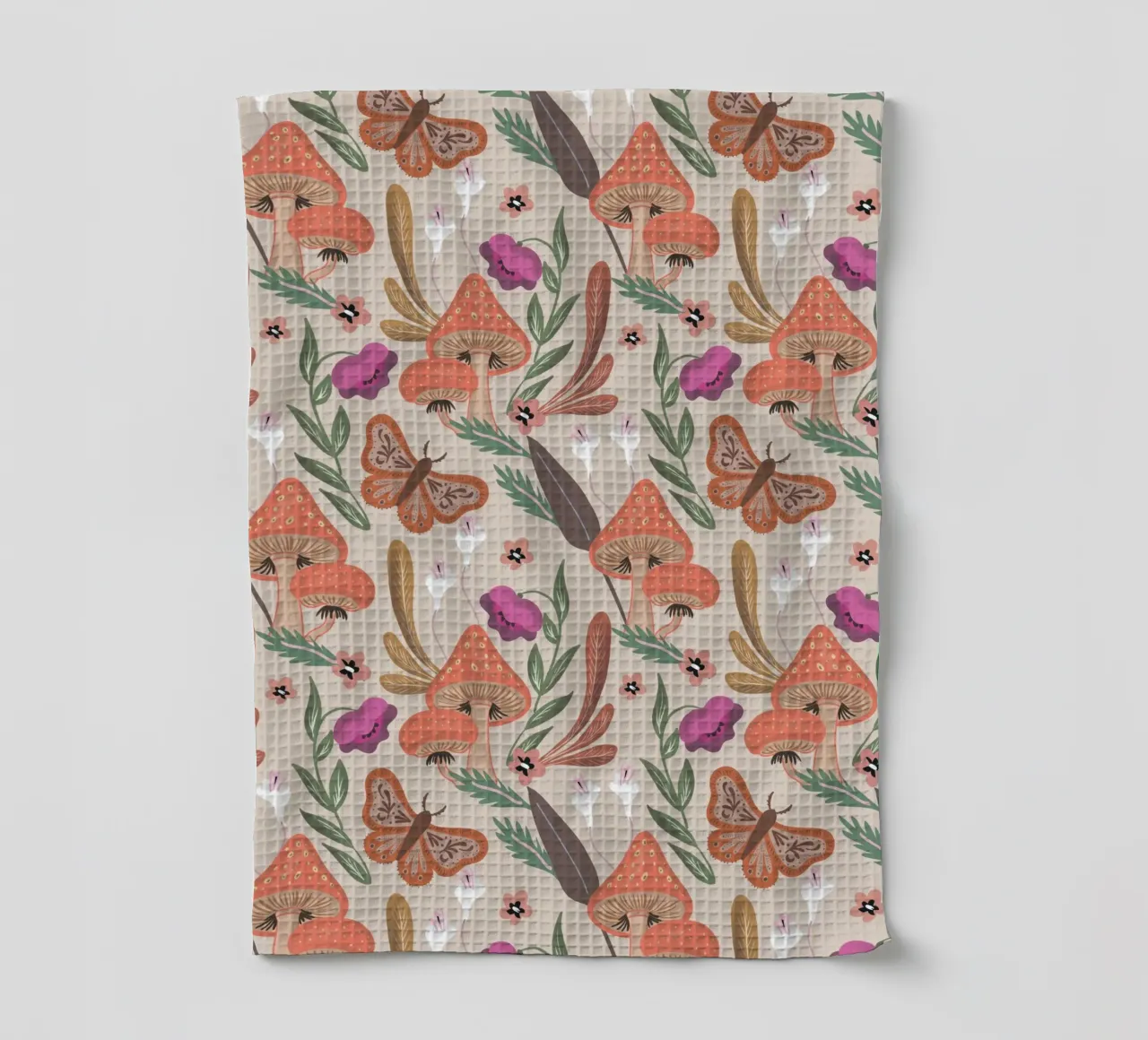 Red Mushrooms Autumn Pattern canovaccio da cucina da anisillustration
