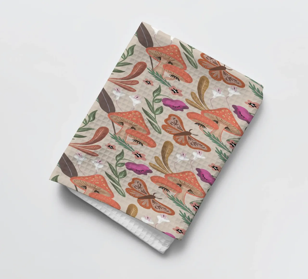 Red Mushrooms Autumn Pattern canovaccio da cucina da anisillustration