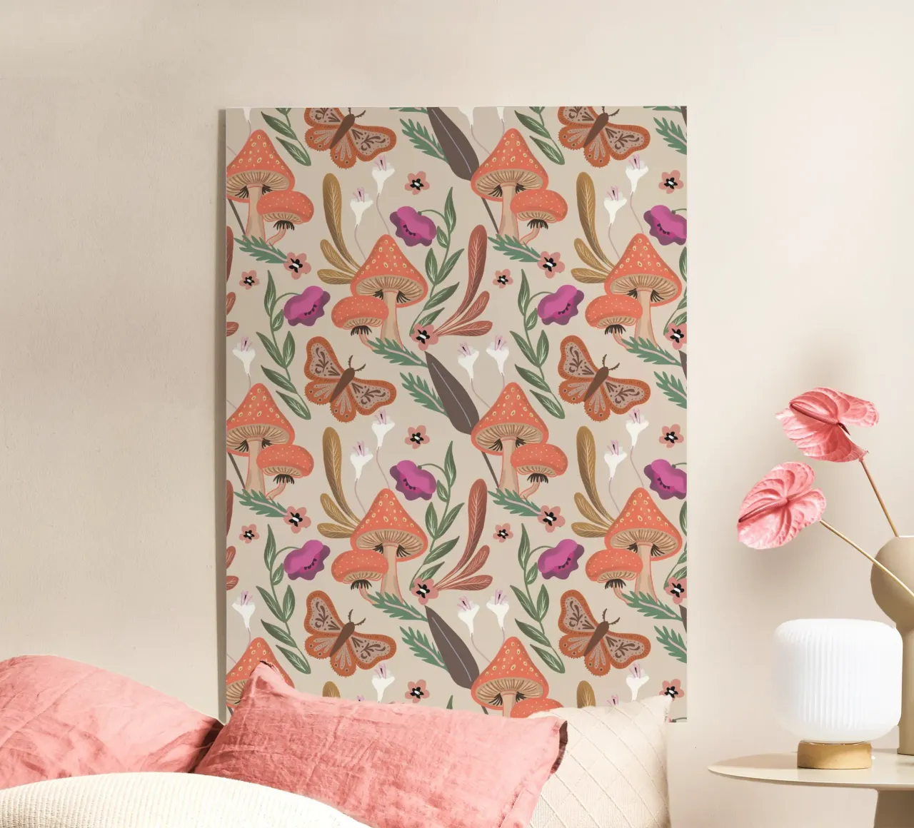 Red Mushrooms Autumn Pattern plexiglass da anisillustration