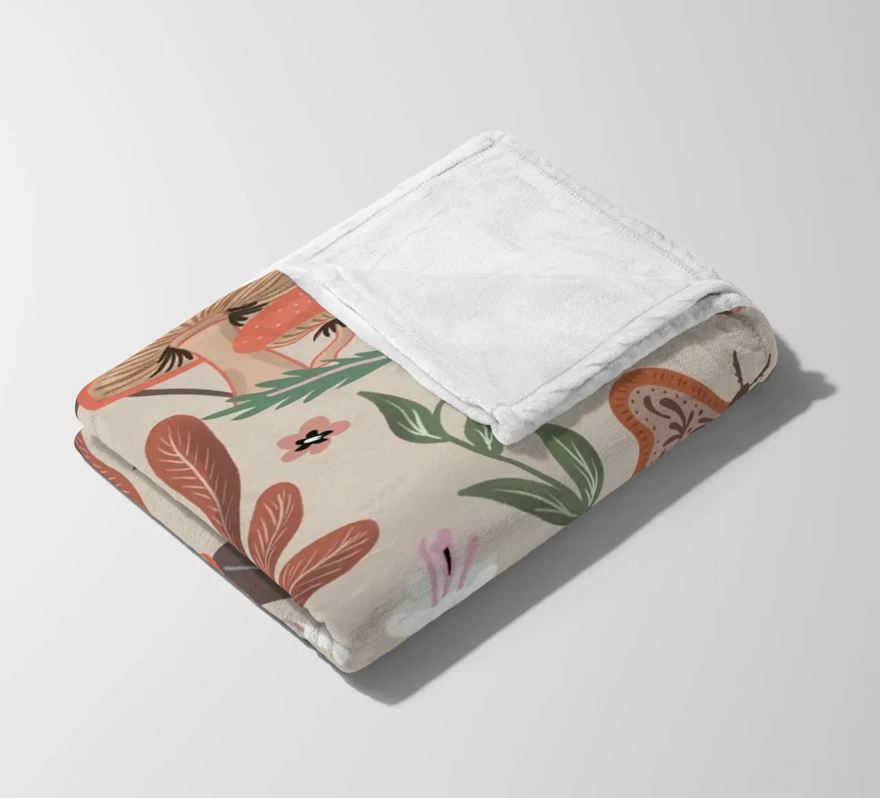 Red Mushrooms and Butterflies with Name coperta in pile da anisillustration