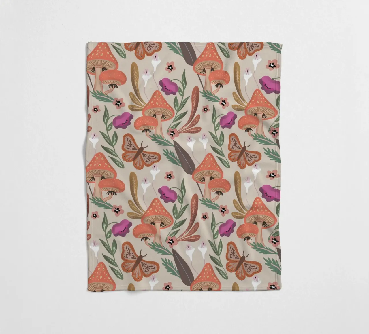 Red Mushrooms Autumn Pattern coperta in pile da anisillustration