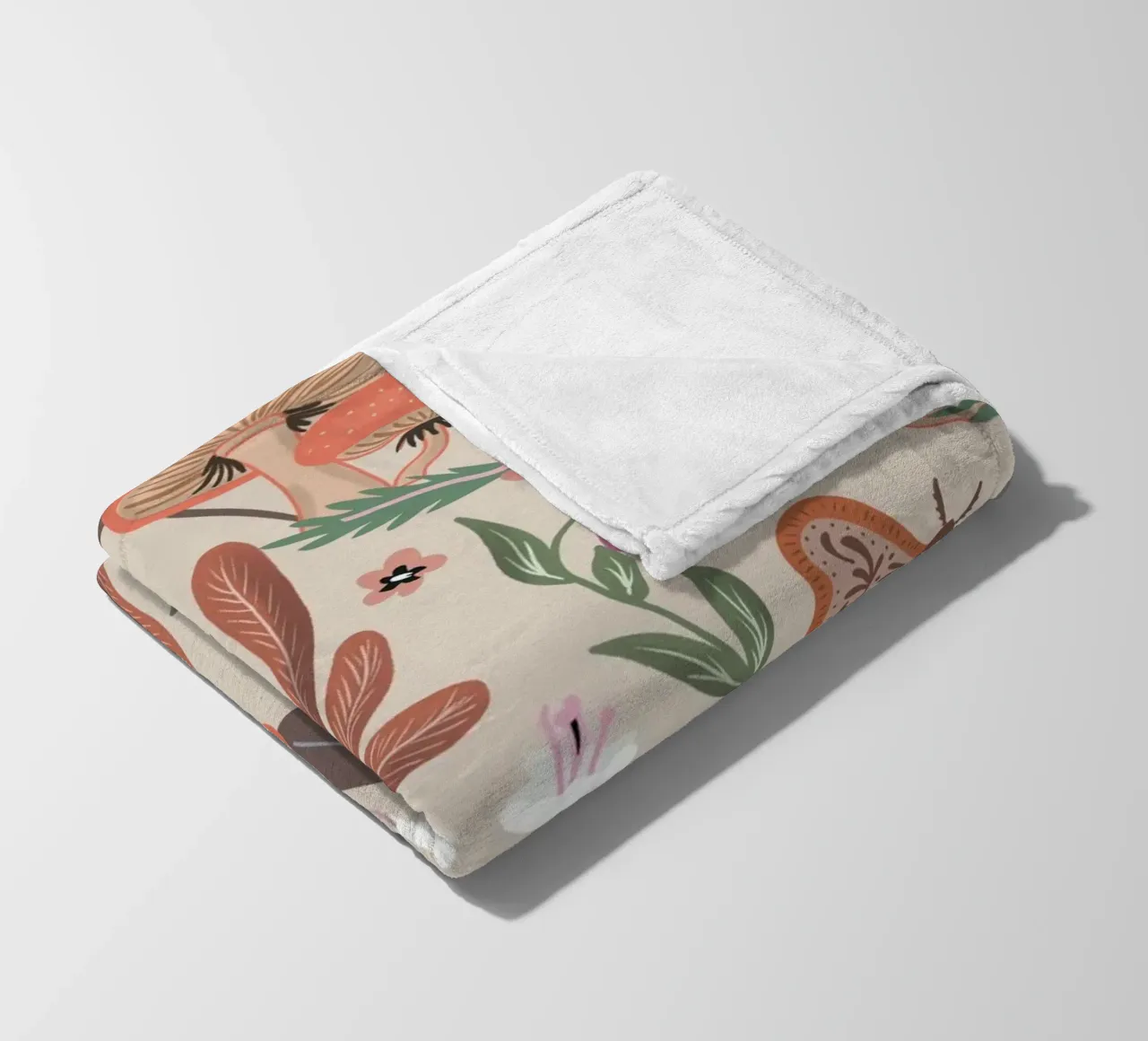 Red Mushrooms and Butterflies with Name coperta in pile da anisillustration