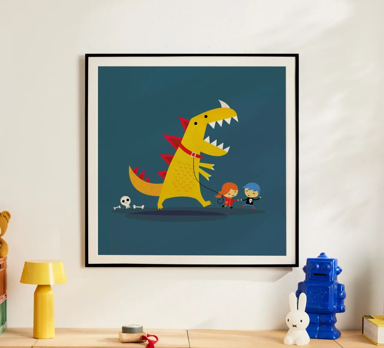 Dino Walk poster con telaio in legno da DinoMike