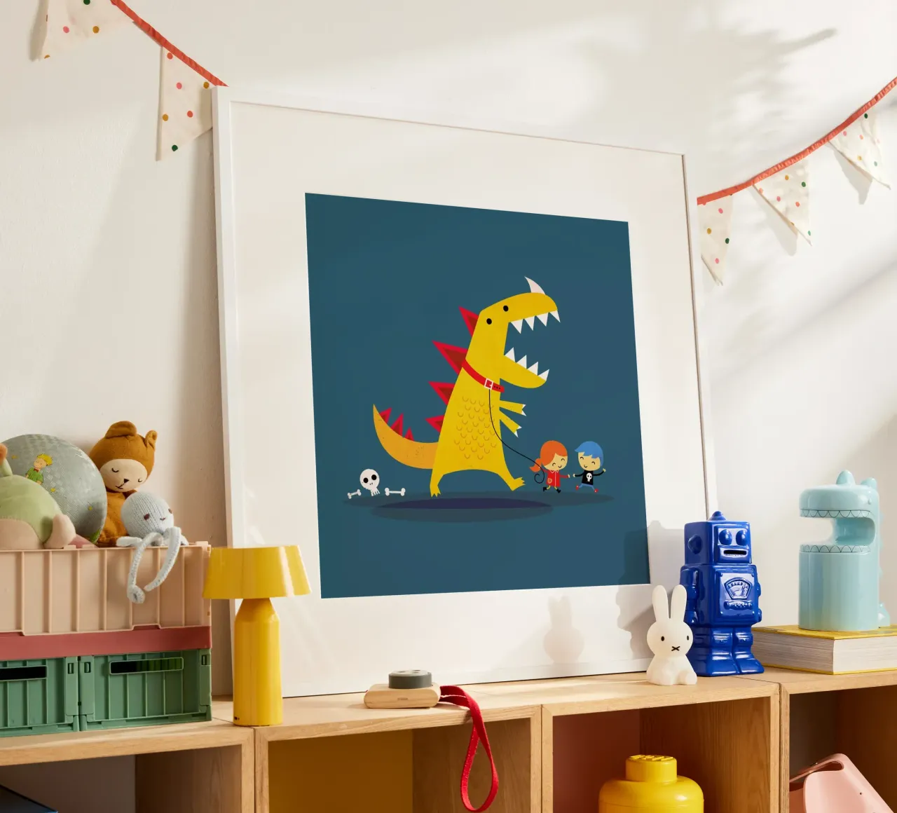 Dino Walk poster con telaio in legno da DinoMike