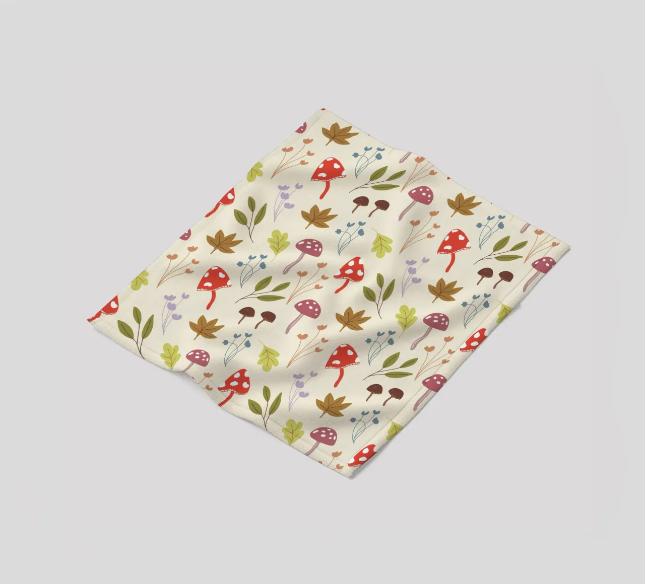 Tiny mushrooms and leaves pattern coperta in pile da anisillustration