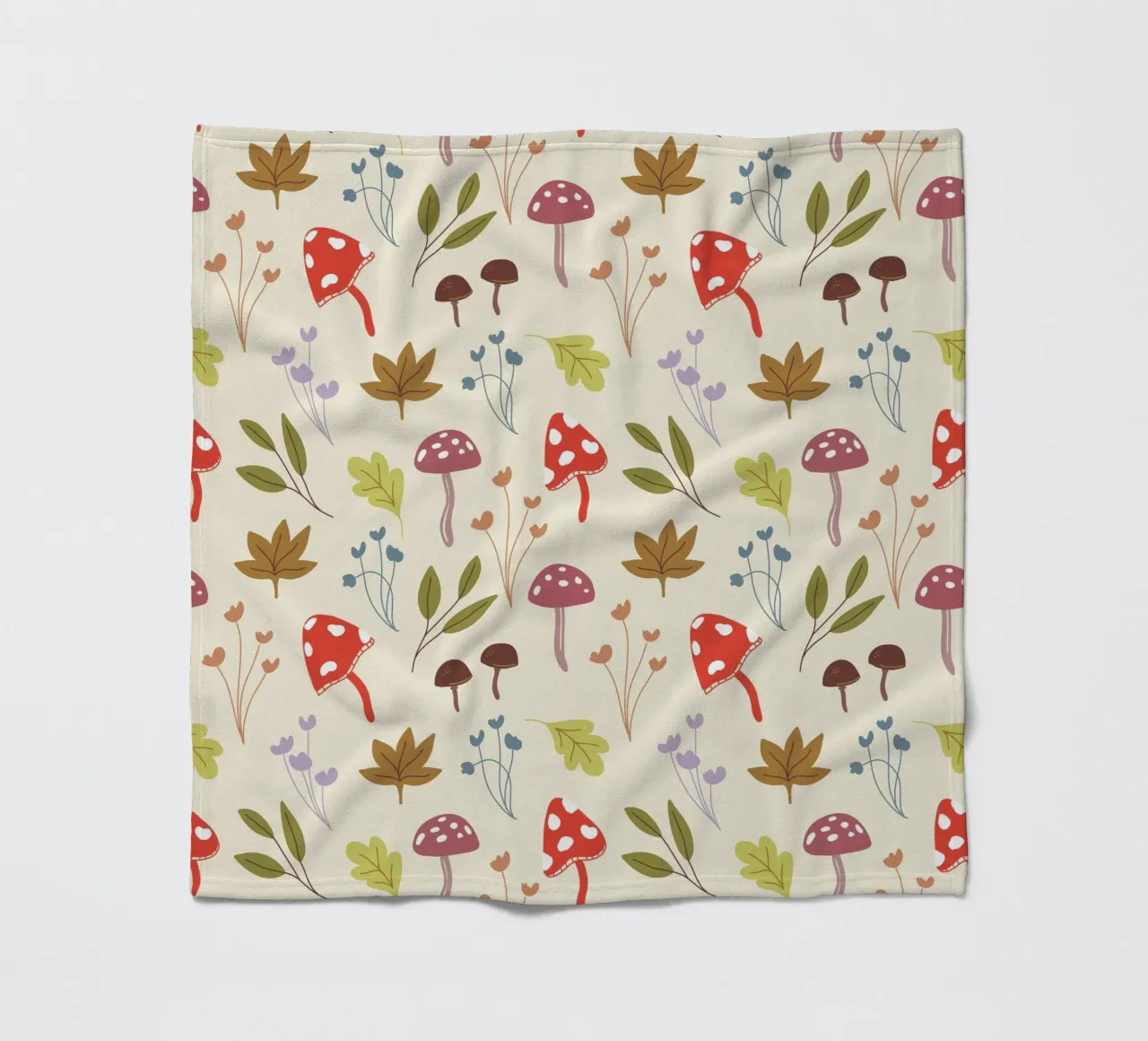 Tiny mushrooms and leaves pattern coperta in pile da anisillustration