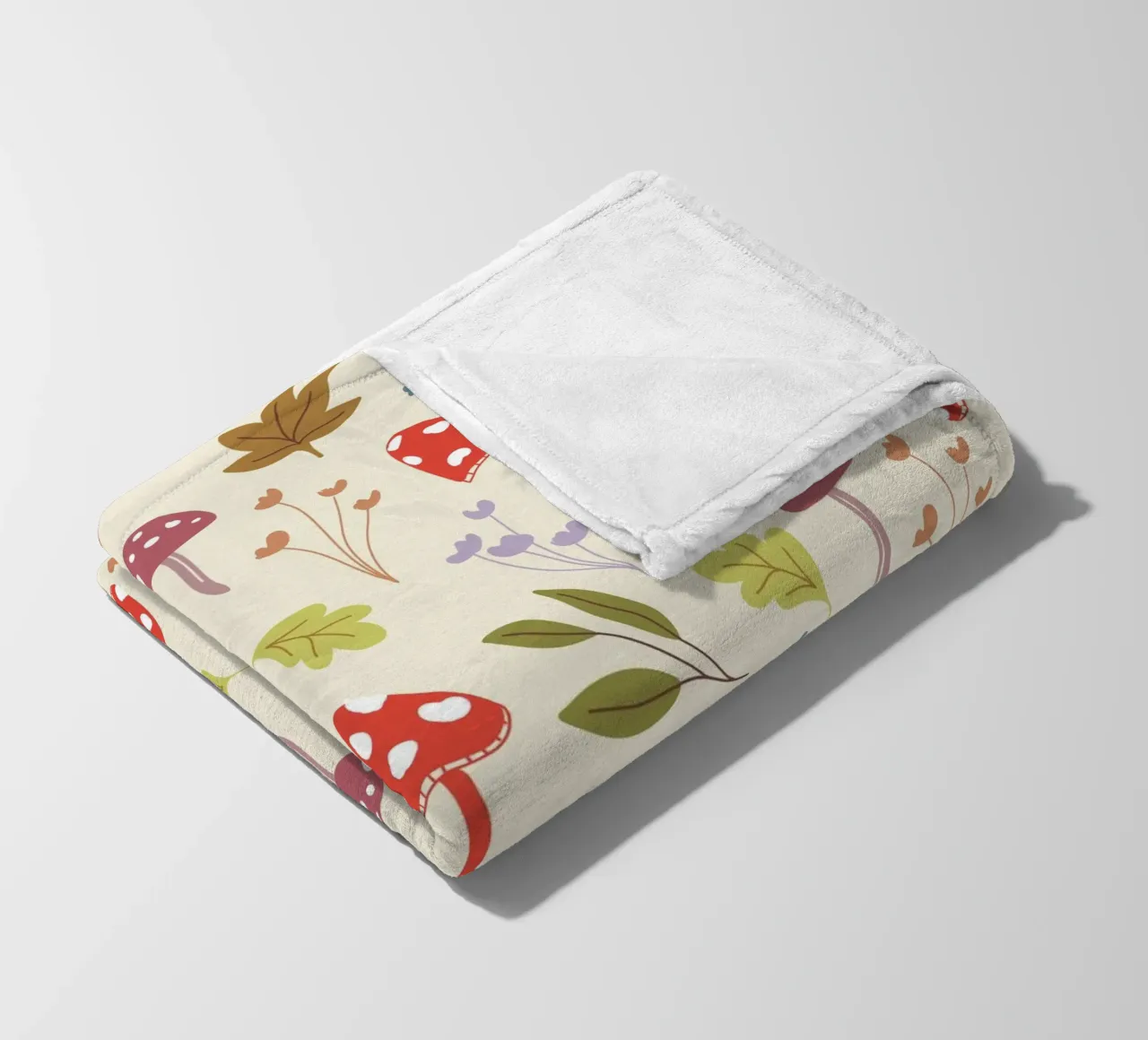 Tiny mushrooms and leaves pattern coperta in pile da anisillustration