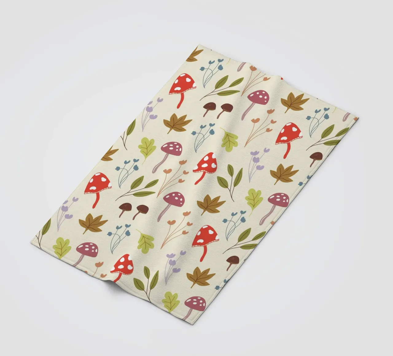 Tiny mushrooms and leaves pattern coperta in pile da anisillustration