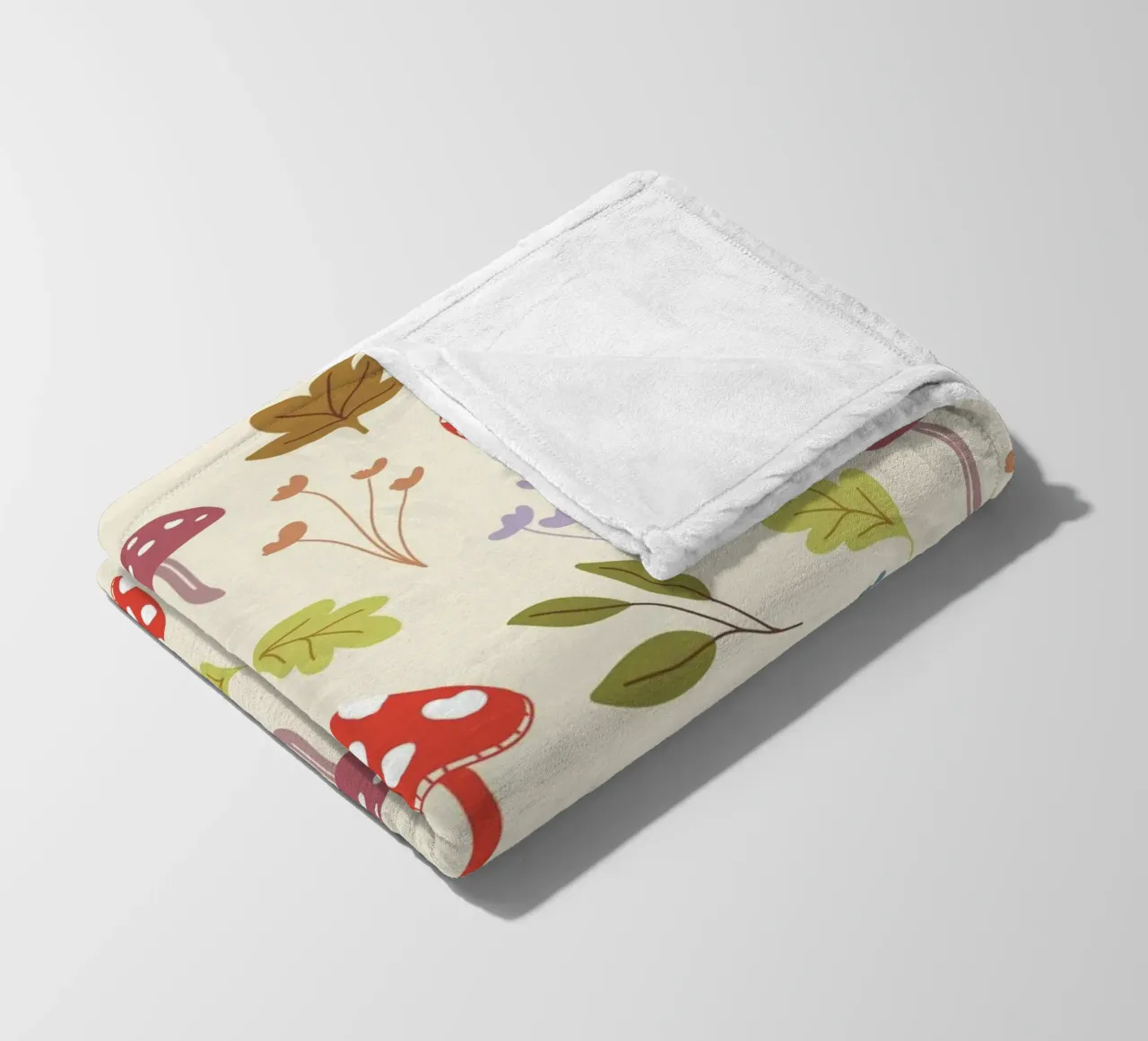 Tiny mushrooms and leaves pattern coperta in pile da anisillustration