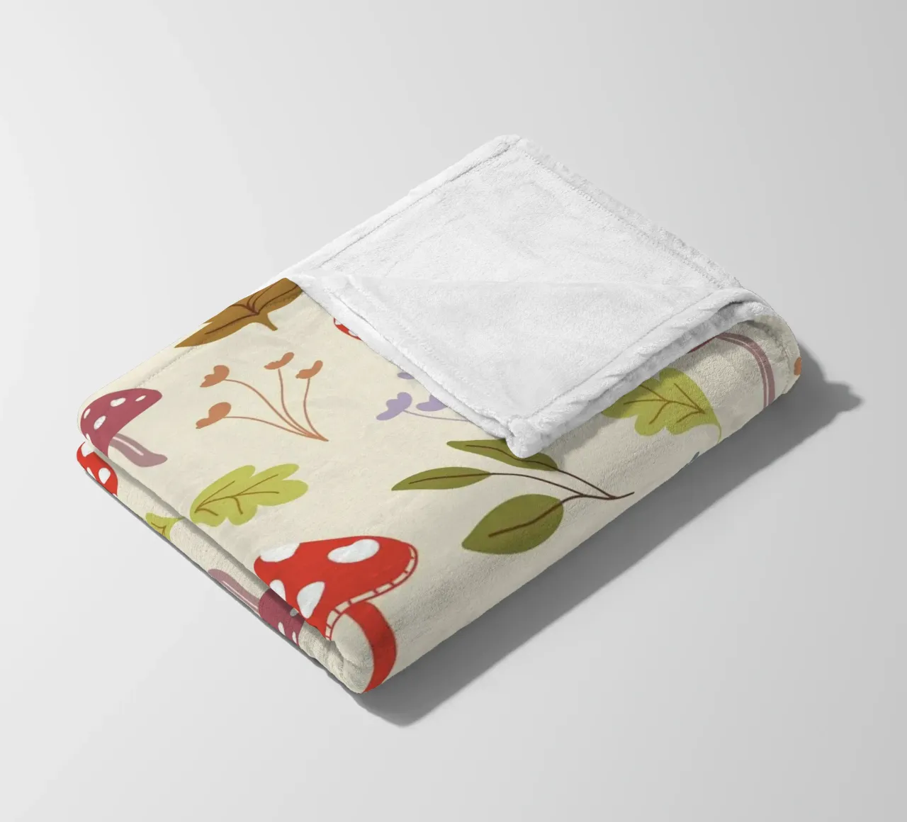Tiny mushrooms and leaves pattern coperta in pile da anisillustration