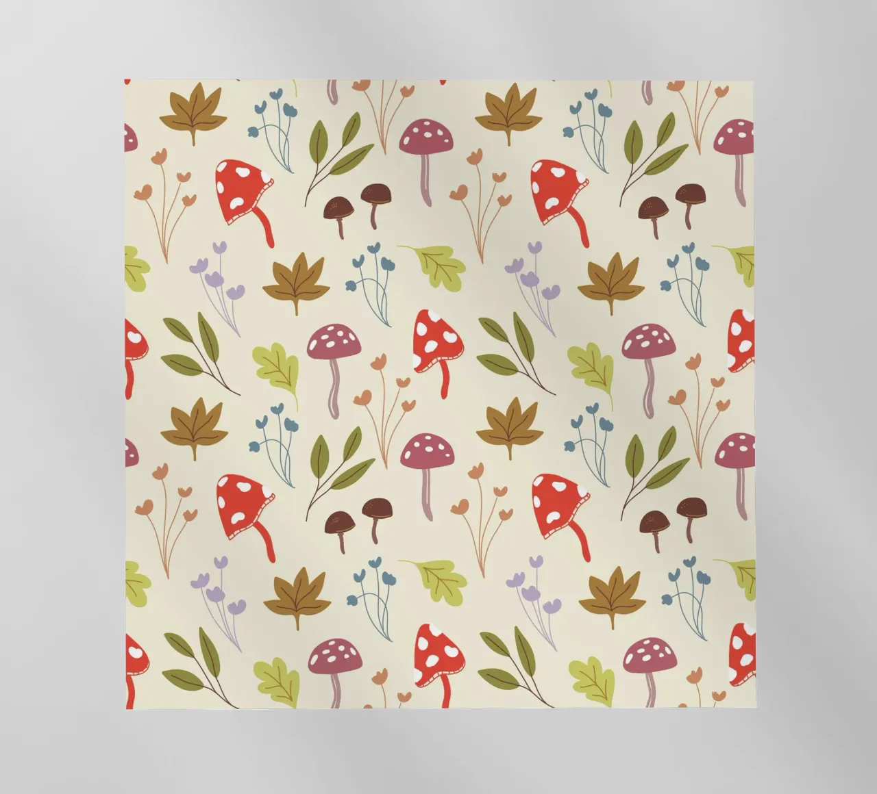 Tiny mushrooms and leaves pattern pellicola backlit da anisillustration