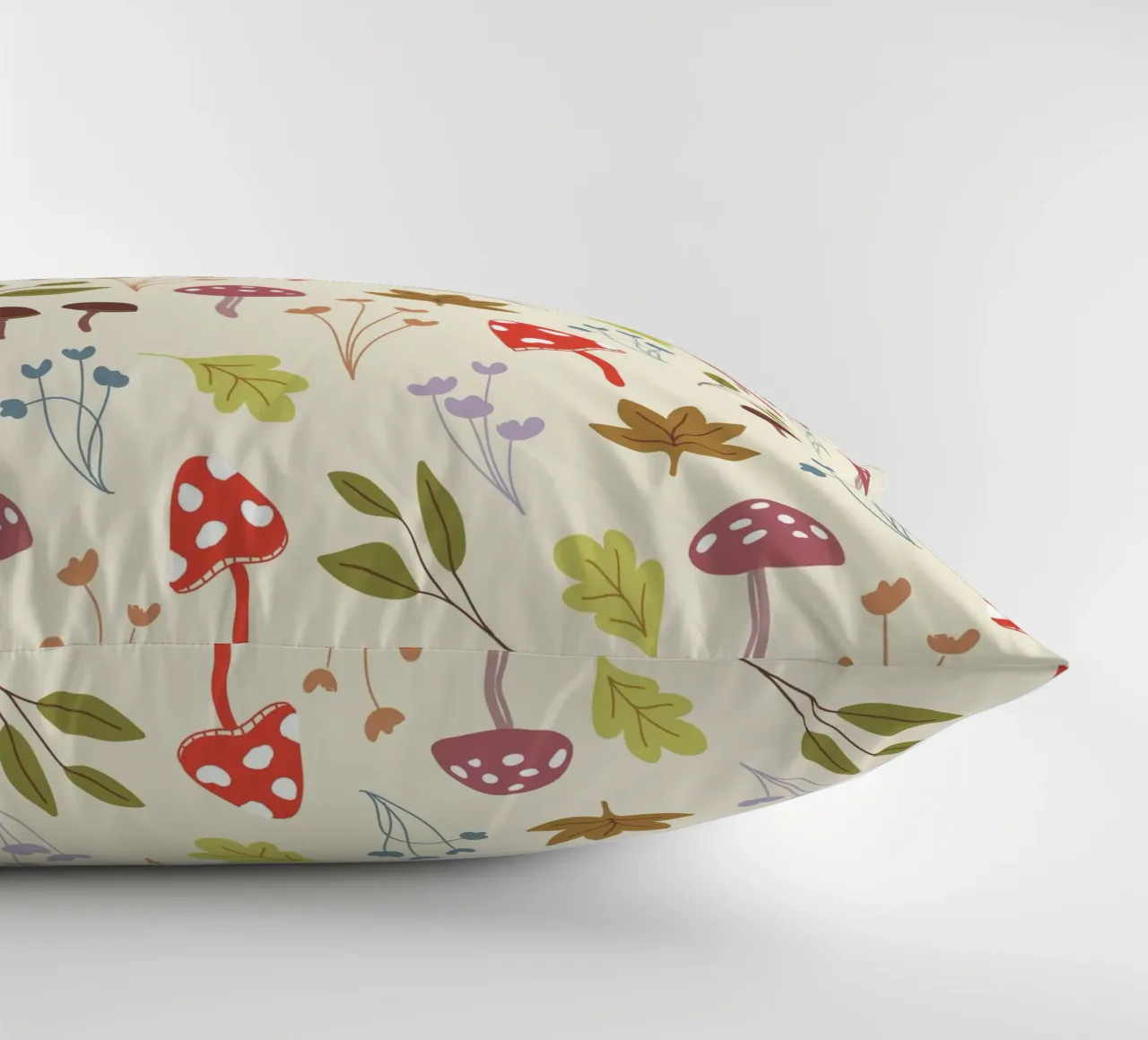 Tiny mushrooms and leaves pattern cuscino da anisillustration