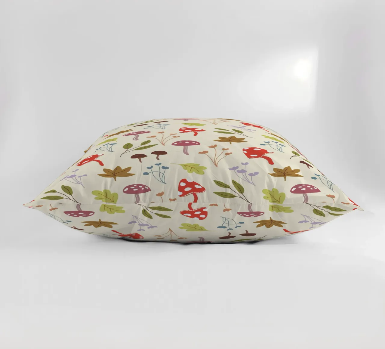 Tiny mushrooms and leaves pattern cuscino da anisillustration