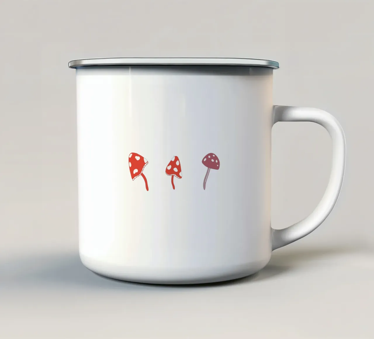 Tiny mushrooms and leaves pattern tazza in smalto da anisillustration