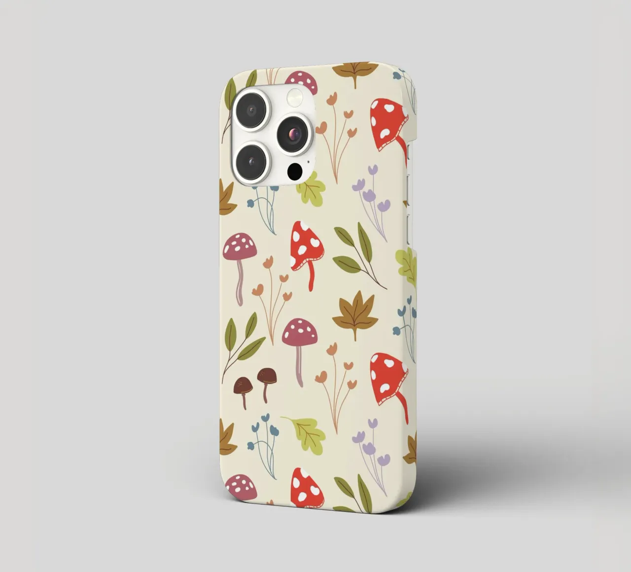 Tiny mushrooms and leaves pattern cover iphone da anisillustration