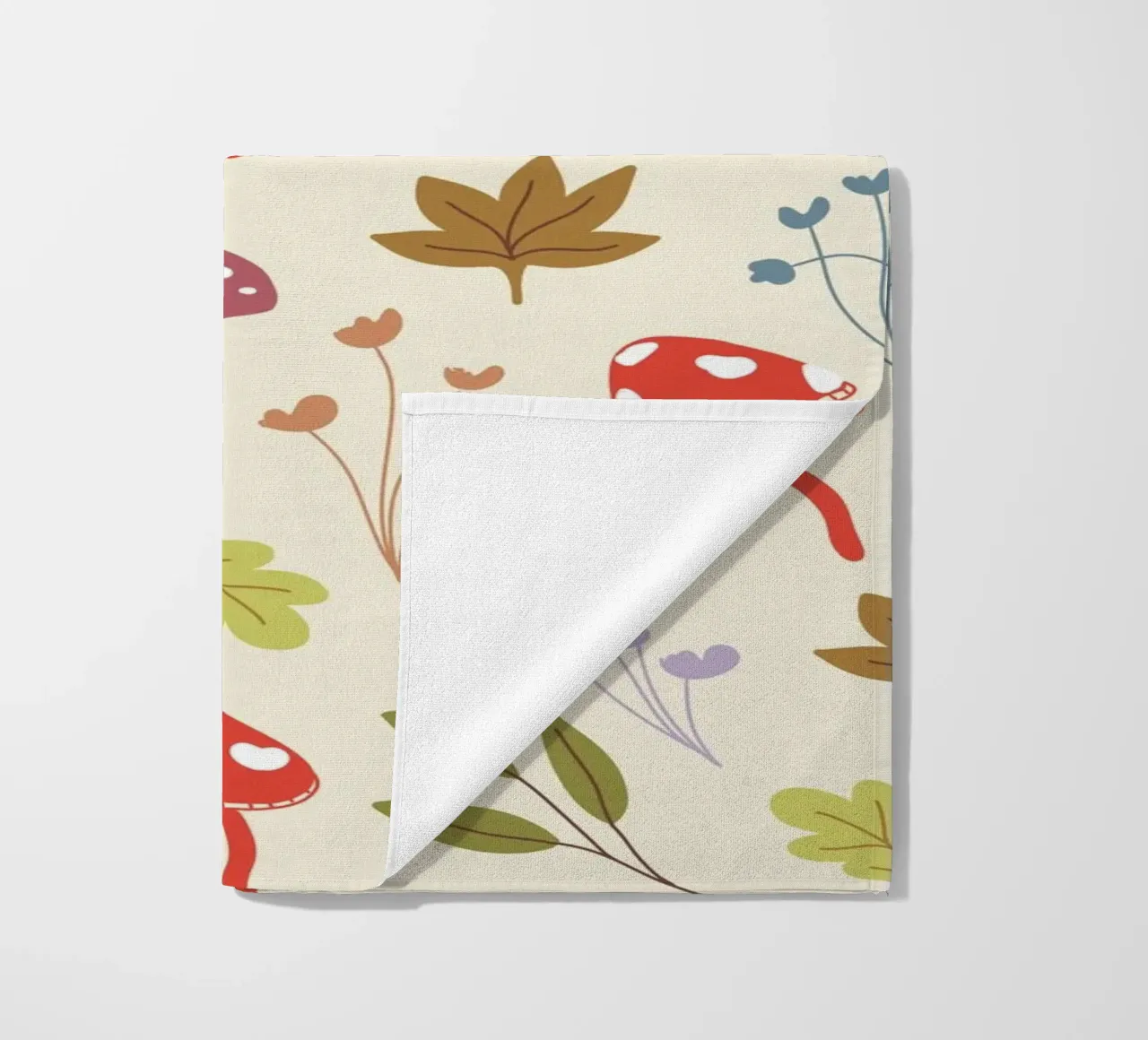 Tiny mushrooms and leaves pattern telo mare da anisillustration