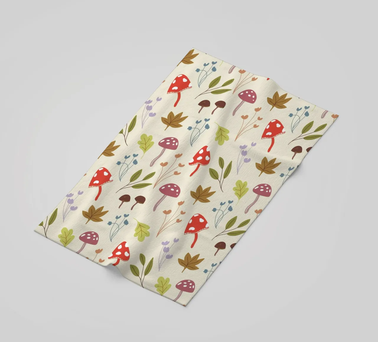Tiny mushrooms and leaves pattern telo mare da anisillustration